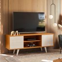 Ver imagem 5 de Rack Bancada para Tv 55 com 2 Portas e 1 Prateleira Líbano Cinamomo/off White