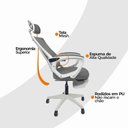 Ver imagem 3 de Kit 10 Cadeiras de Escritório Presidente Paris com Revestimento em Tela Mesh Base Giratória Cinza