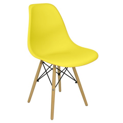 Cadeira Eiffel Charles Eames em Abs com Base de Madeira Dsw Amarelo