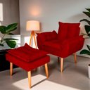 Ver imagem 2 de Poltrona Opala para Sala com Puff Reforçada Suede Vermelho