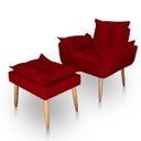 Ver imagem 1 de Poltrona Opala para Sala com Puff Reforçada Suede Vermelho