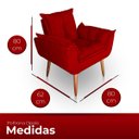 Ver imagem 6 de Poltrona Opala para Sala com Puff Reforçada Suede Vermelho