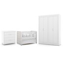 Ver imagem 1 de Dormitório Tutto New 4 Portas, Cômoda 4 Gavetas e Berço Branco Soft com Capitonê - Matic Móveis
