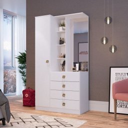 Cômoda Penteadeira 1 Porta 3 Prateleiras 4 Gavetas 1960A Star Móveis Castro - 1 Cômoda Penteadeira 1 Porta 3 Prateleiras 4 Gavetas 1960A Star Móveis Castro - 1