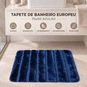 Ver imagem 5 de Tapete Piso de Banheiro Europeu 1 Peça Antiderrapante Macio Fácil de Lavar Azul Marinho