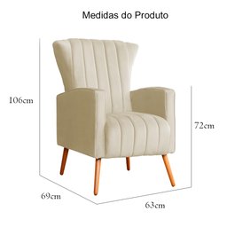Poltrona Decorativa Melinda Veludo Bege - Montanaris Decor - 5