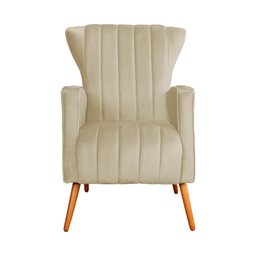 Poltrona Decorativa Melinda Veludo Bege - Montanaris Decor - 3
