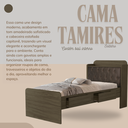 Ver imagem 4 de Cama Solteiro Tamires Castanho com Capitone Estofado Gavetas Pretaleiras e Bau para Quarto