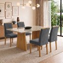 Ver imagem 1 de Conjunto Sala de Jantar 4 Lugares Retangular Tampo Vidro MDF 120x80cm Mesa Lyra e Cadeiras Carol