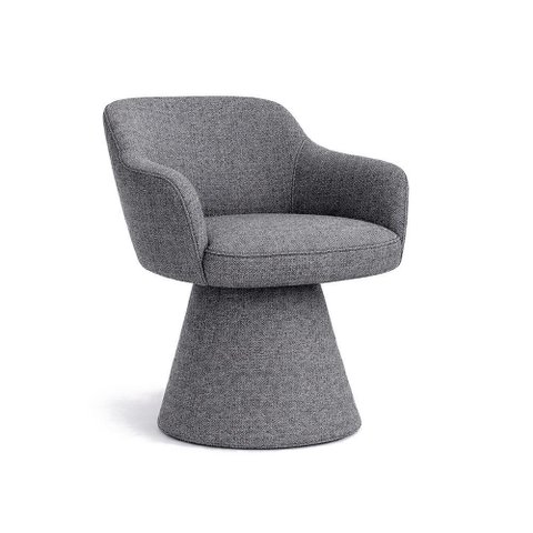 Cadeira de Mesa de Jantar Jade Base Cone Giratória Linho Cinza Escuro - Nexta Casa