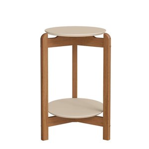Mesa Lateral Lizz Redonda Off White/cedro - Casa D