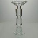 Ver imagem 7 de Castiçal Decorativo de Cristal Transparente 28x9x9cm Porta Vela Mesa Jantar Sala
