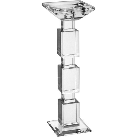 Castiçal Decorativo de Cristal Transparente 28x9x9cm Porta Vela Mesa Jantar Sala