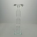 Ver imagem 3 de Castiçal Decorativo de Cristal Transparente 28x9x9cm Porta Vela Mesa Jantar Sala
