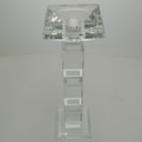 Ver mais imagens de Castiçal Decorativo de Cristal Transparente 28x9x9cm Porta Vela Mesa Jantar Sala