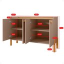 Ver imagem 2 de Aparador 4 Portas Moderno Buffet Organizador Louças Cantinho do Café Decoração Sala Cozinha Rpm