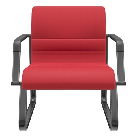 Cadeira de Escritório Recepção com Braço Fixa Preta Lev P03 Crepe Vermelho - Lyam Decor