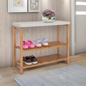 Aparador Gold 2 Prateleiras Ripada Madeira Macica:off-white