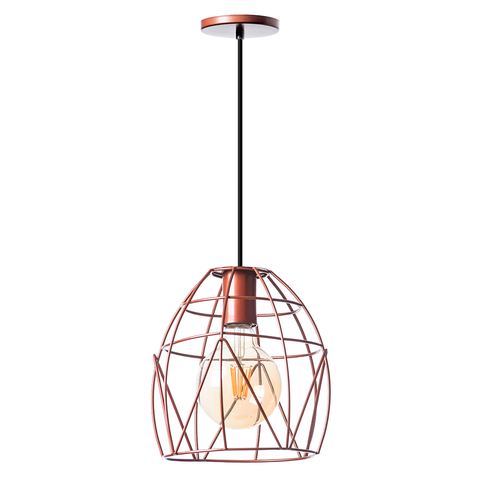 Lustre Pendente Aramado Bala 23 Cm Decorações Cor: Cobre