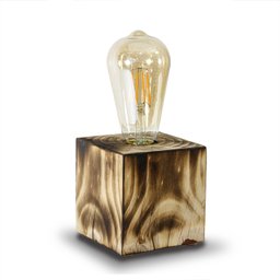 Luminária de Mesa Rústica - Abajur em Madeira Maciça Modelo Cubo - 1