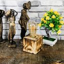 Ver imagem 4 de Luminária de Mesa Rústica - Abajur em Madeira Maciça Modelo Cubo