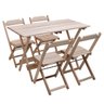 Conjunto Dobrável de Mesa 120x70 com 1 Mesa e 4 Cadeiras em Madeira Eucalipto sem Pintura Marcenaria - 1