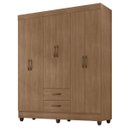 Ver imagem 1 de Guarda-roupa Casal 6 Portas 2 Gavetas e 5 Prateleira Lisa Mdp Carvalho Oak