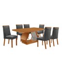 Ver imagem 1 de Mesa de Jantar Alvorada 180 cm Tampo MDF Canto Copo Laminado e 6 Cadeiras Yasmin