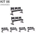 Ver imagem 2 de Kit 06 Cadeiras Longarinas Plásticas 03 Lugares – Cor Preta – 23022