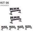 Ver imagem 2 de Kit 06 Cadeiras Longarinas Plásticas 03 Lugares – Cor Preta – 23022