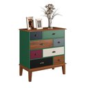 Ver imagem 1 de Cômoda 8 Gavetas - Cor: Verde/colorido