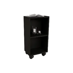 Mesa de Cabeceira Preta de Madeira com Rodas 60cm - 2
