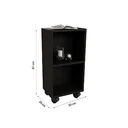 Ver imagem 3 de Mesa de Cabeceira Preta de Madeira com Rodas 60cm