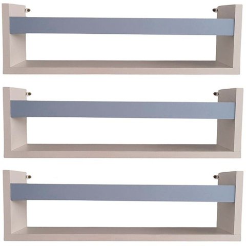 Kit 3 Prateleira para Livros 60cm Branco Trava Azul Claro