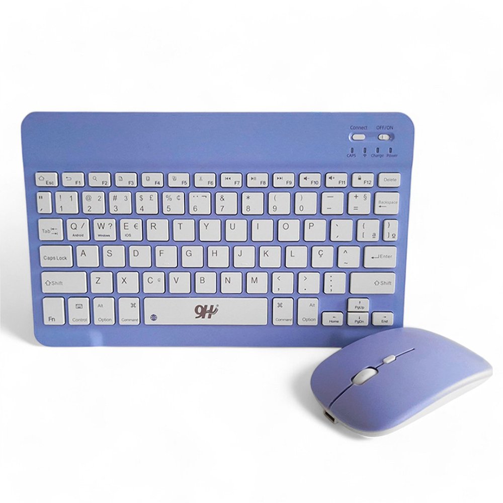 Kit Teclado e Mouse sem Fio A6732 Roxo Conexão Recarregável Ultra Fino:roxo