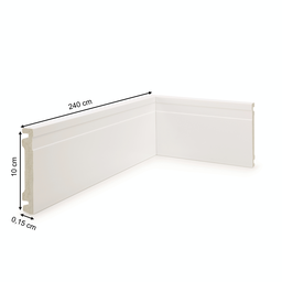 Rodapé de Poliestireno 10cm x 15mm x 2,40m Frisado NFR Rodapés - 2