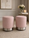 Ver imagem 3 de Kit de Puff com Rodapé Prata, Cor Rosa Linho - Let Móveis