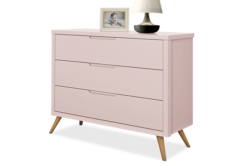 Cômoda Old Retro 3 Gavetas MDF com Corrediça Telescopica Rose Acetinado - 2