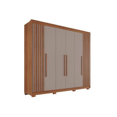 Guarda Roupa Casal Ripado com 6 Portas e 6 Gavetas Granada - Salleto Cinamomo/off White