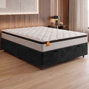 Ver imagem 3 de Cama Box Baú Casal Colchão Molas Ensacadas Real 138x188x68cm Preto/Cinza - Suporta até 130kg