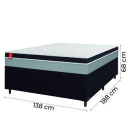 Cama Box Baú Casal Colchão Molas Ensacadas Real 138x188x68cm Preto/Cinza - Suporta até 130Kg - 4