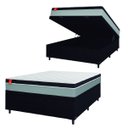 Ver imagem 3 de Cama Box Baú Casal Colchão Molas Ensacadas Real 138x188x68cm Preto/Cinza - Suporta até 130Kg