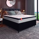 Ver imagem 1 de Cama Box Baú Casal Colchão Molas Ensacadas Real 138x188x68cm Preto/Cinza - Suporta até 130Kg
