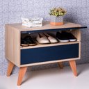 Ver imagem 3 de Sapateira Retrô com Portas Vicenza Carvalho e Azul Marinho