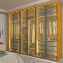 Ver imagem 1 de Guarda-Roupa Casal 6 Portas Reflecta com LED e Pés 100% MDF Lumina Marrom/Marrome