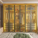 Ver mais imagens de Guarda-Roupa Casal 6 Portas Reflecta com LED e Pés 100% MDF Lumina Marrom/Marrome