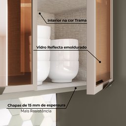 Armário Aéreo 3 Portas com Vidro Connect  - 7