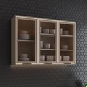 Ver imagem 1 de Armário Aéreo 3 Portas com Vidro Connect Cinza