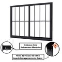 Ver imagem 4 de Janela de Alumínio Preto C/ Arremate A=1,00m x L=2,00m | Vitro de Correr 2 Folhas Com Grade | Linha 