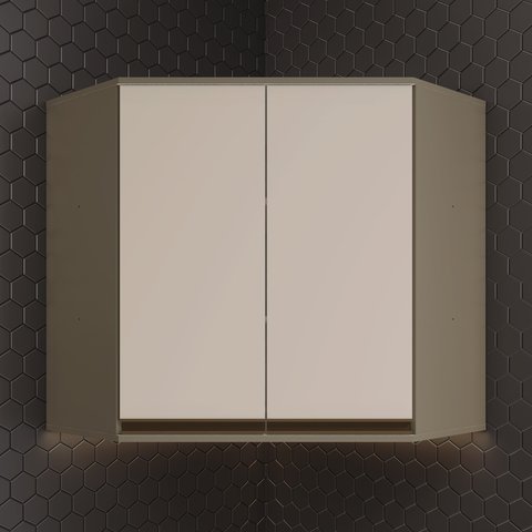 Armário Aéreo Canto Oblíquo 2 Portas Connect Móveis Cinza